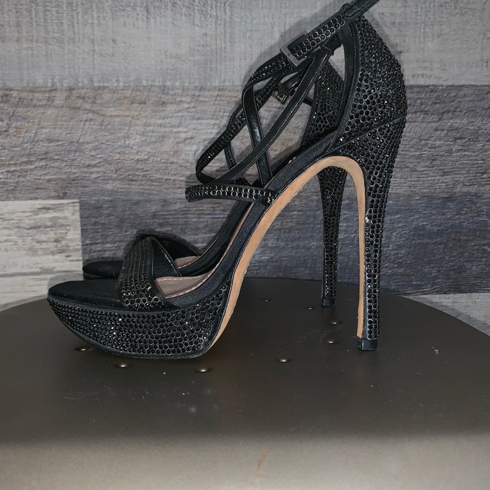 Vince Camuto Black Rhinestone Stilettos